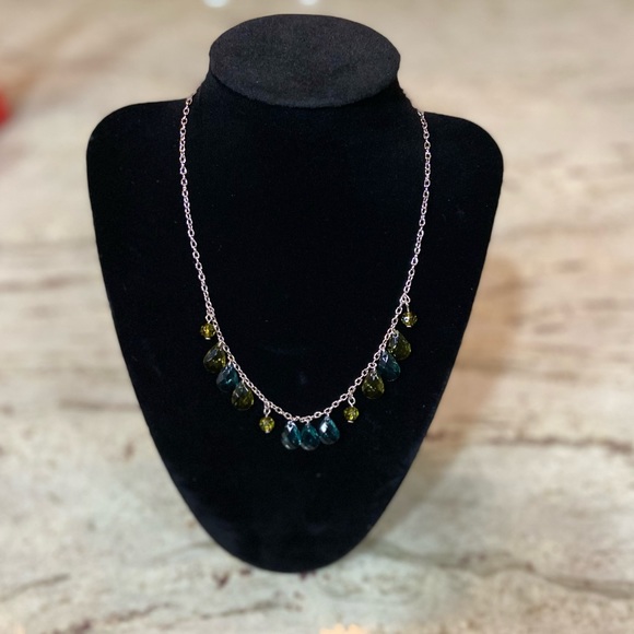 Blue and Green Gemstone Drops Necklace - Picture 1 of 4